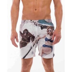 Franks Bathers Print‎ Swim Shorts, White/multi Size XL NWT